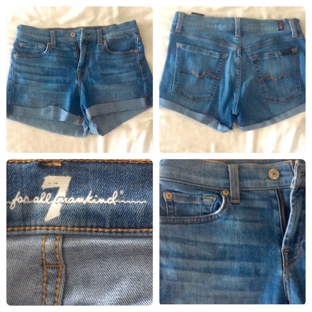 7 For All Mankind Blue Jean Shorts - Picture 8 of 15